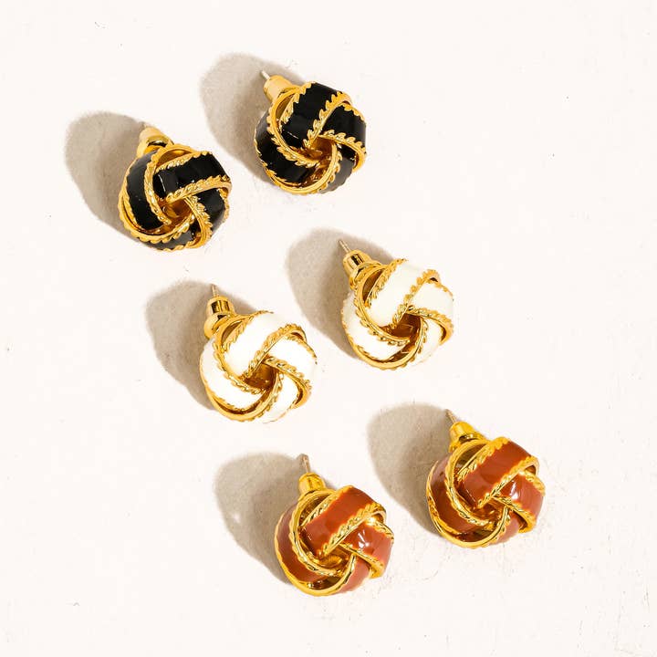 Flânerie by MAIQ - Wholesale Stud/Post Earrings - Astor 18K Gold Basket Weaved Ball Studs
