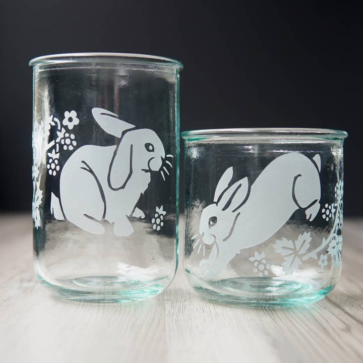 Rabbit Rustic Recycled Glass Candle Cup for wholesale by Bread and Badger