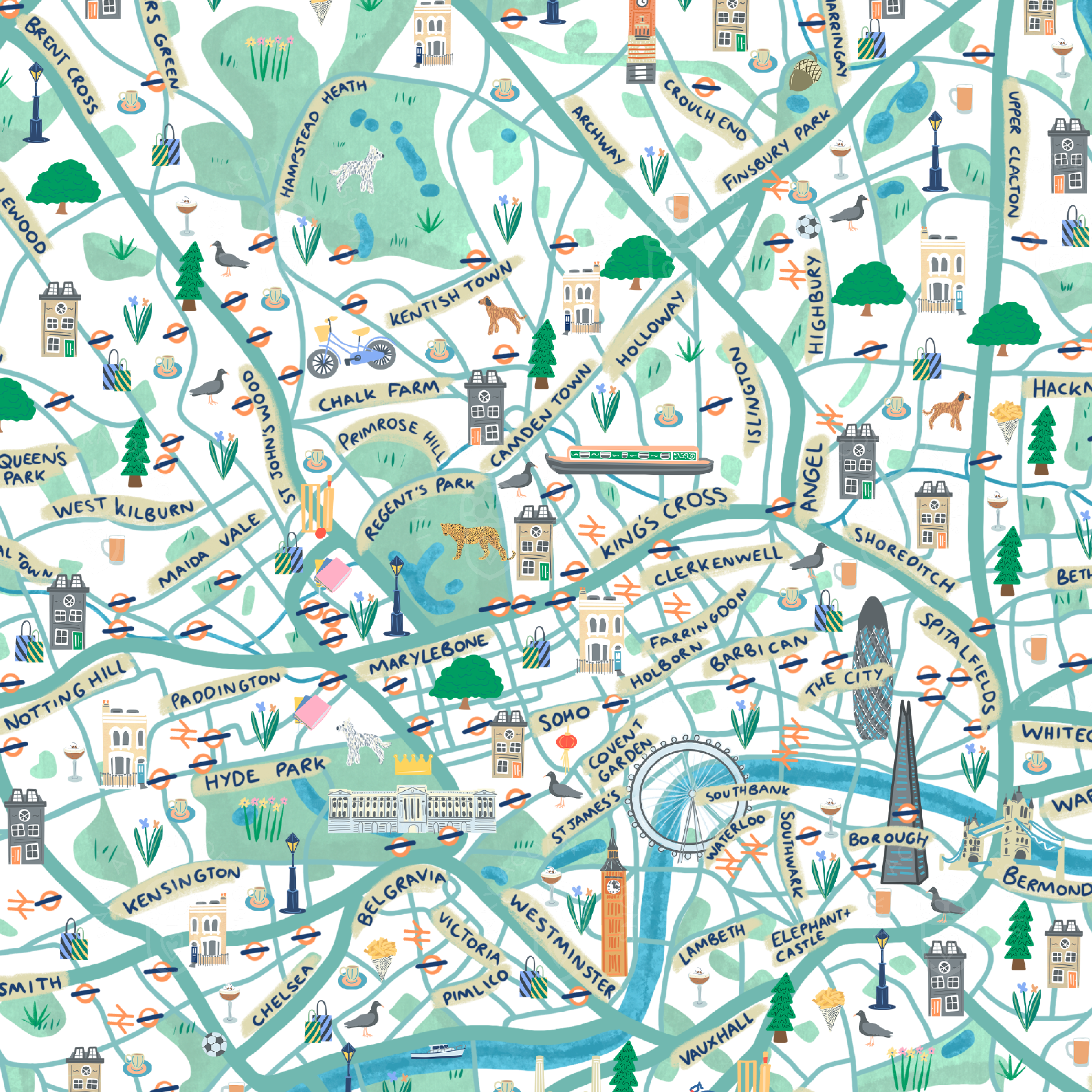 Inky Acorn Designs - Wholesale Art Print - London Map Signed Art Print2