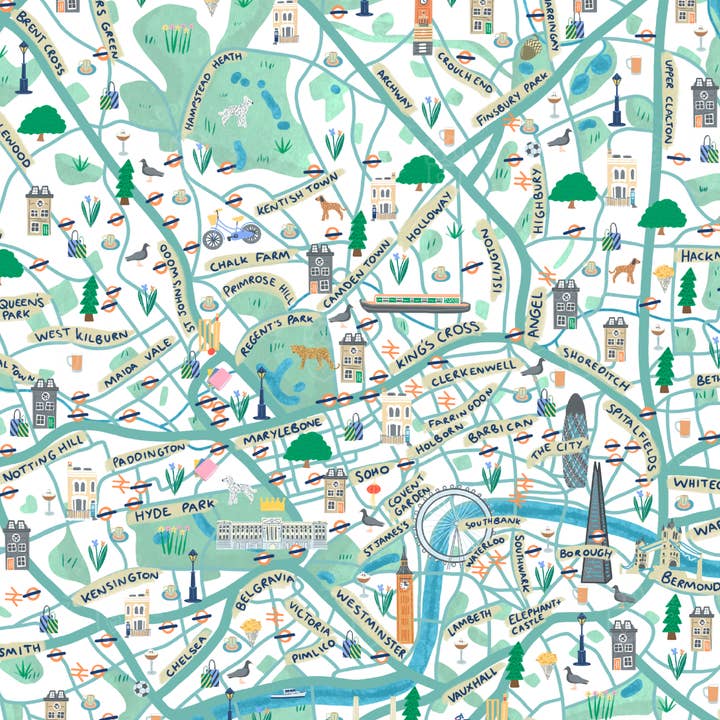 Inky Acorn Designs - Wholesale Art Print - London Map Signed Art Print2