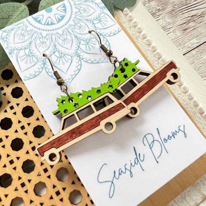 Seasideblooms - Wholesale Dangle Earrings - Christmas vacation hand painted lightweight maple woodÂ