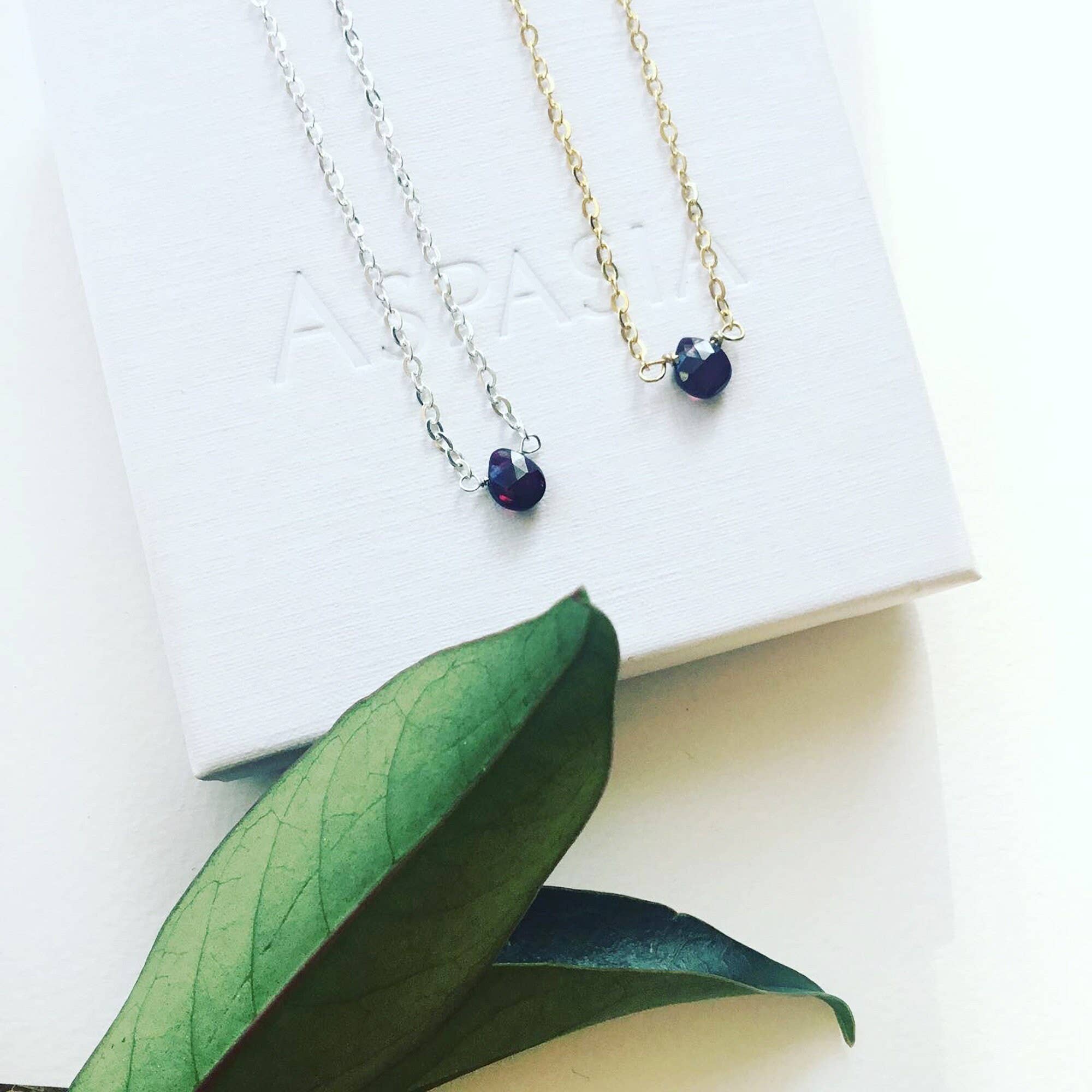 Aspasia Jewellery - Vendita all'ingrosso Collana con ciondolo/pendaglio - Collana con crisotilo in granato, choker con pietra di nascita3