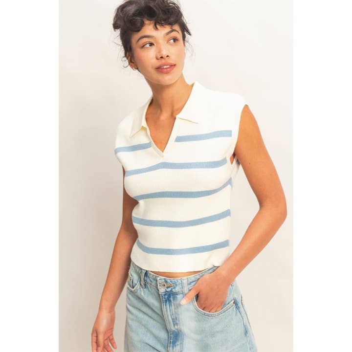 Gilet Polo a Righe con Colletto per la vendita all'ingrosso da parte di Double Zero