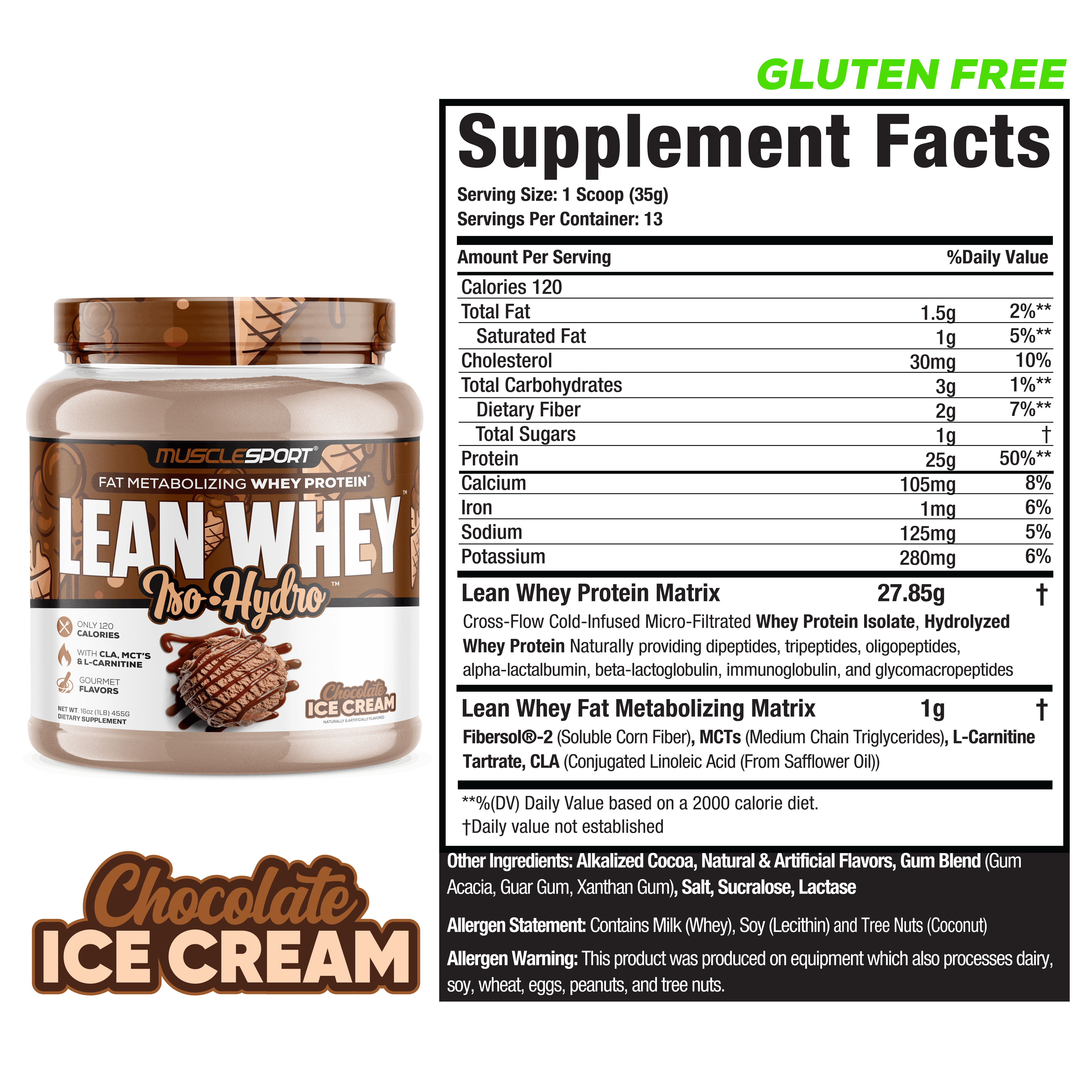 MuscleSport - Wholesale Protein/Superfood Powder - Lean Whey™ Iso Hydro Gourmet Protein 1lb20