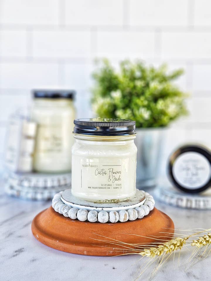 Cactus Flower & Jade Soy Candle for wholesale by Fragrant Farmhouse