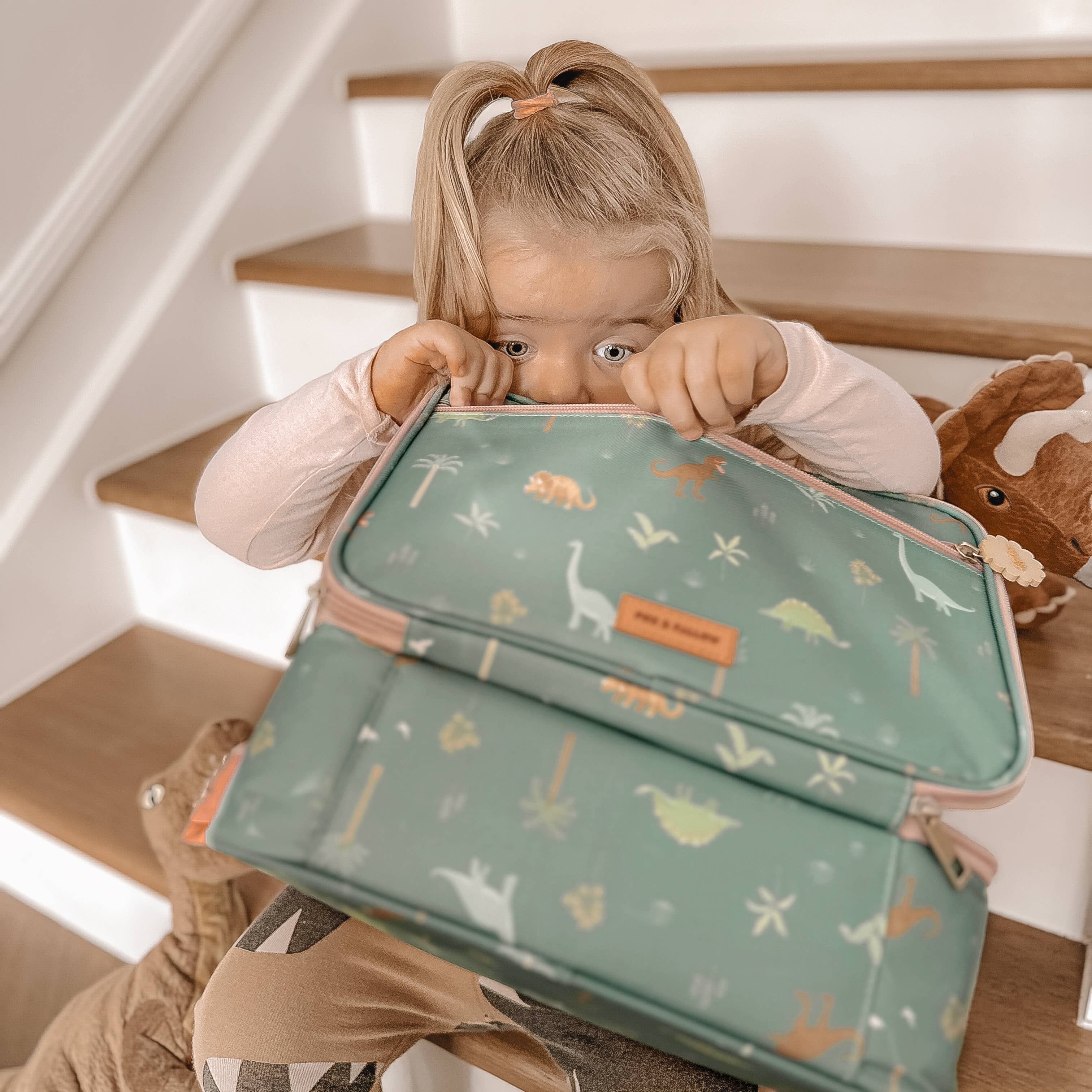 Fox & Fallow - Venta al por mayor Bolsa para almuerzo/fiambrera - Niños - Bolsa de Almuerzo Grande Dinos3