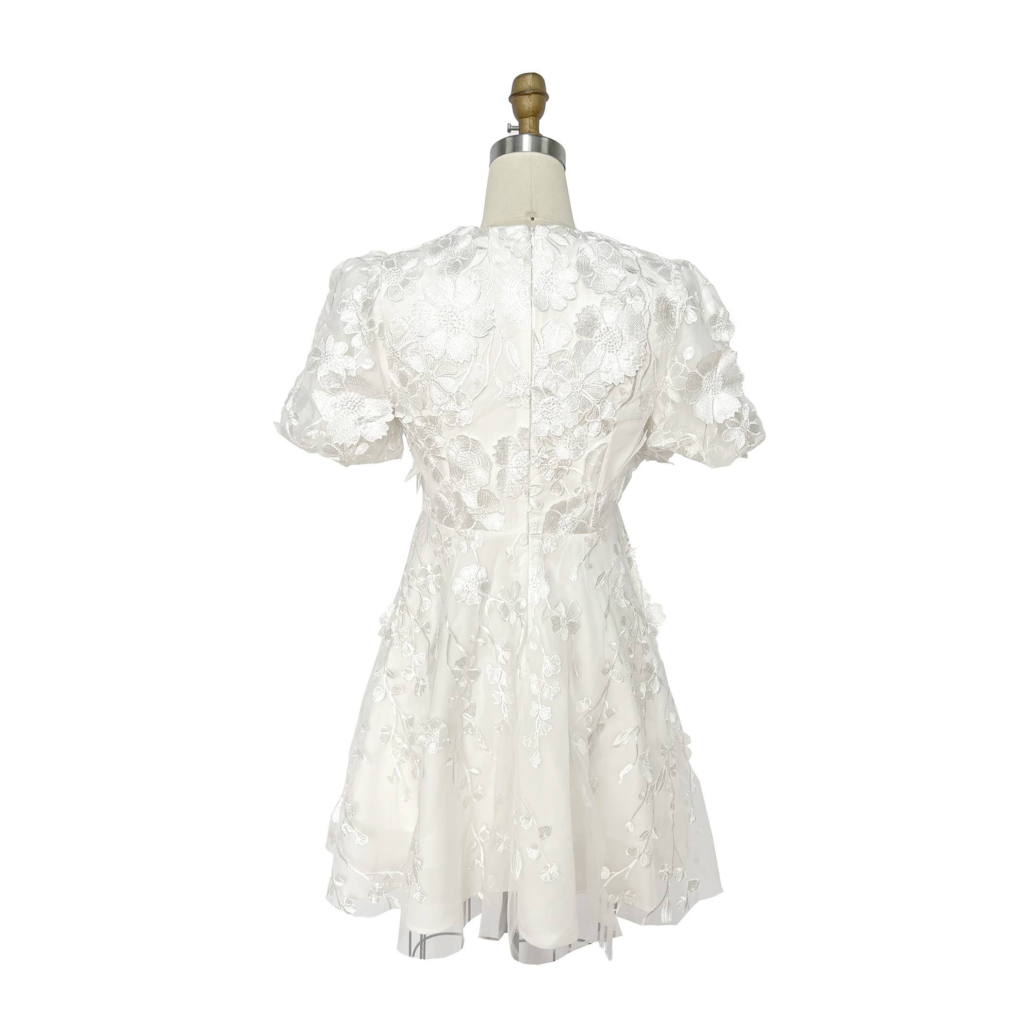 XHHH Inc - Wholesale Dress - Women's - X9035CD.3D Floral Embroidered Mini Dress5