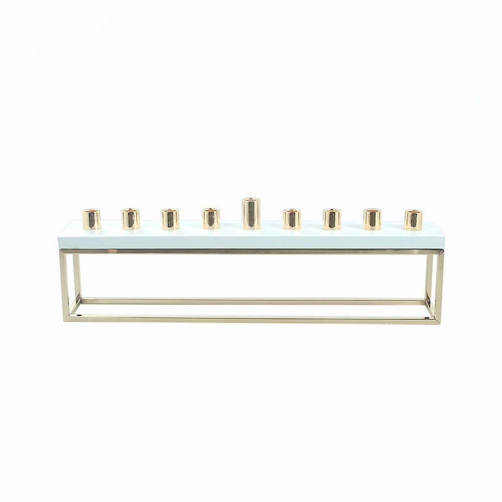 AULICA - Vente Bougeoirs - Menorah rectangulaire dorée h.20cm0