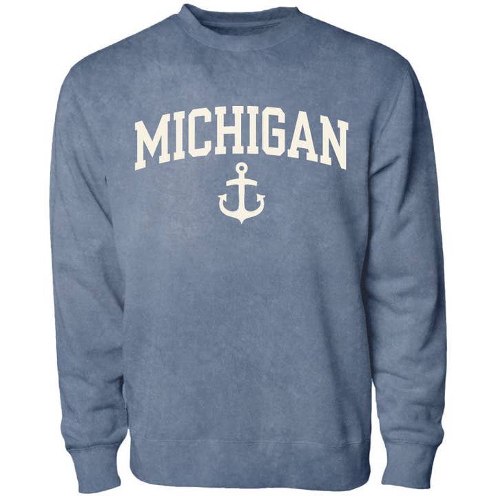 Arched Location Anchor - Beantown Salt Wash Crewneck for wholesale by Beantown Brand Apparel