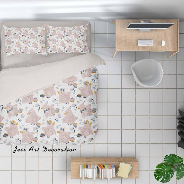 3D Rosa Vögel Blumen Bettbezug-Set Bettwäsche-Set Bettdeckenbezug Kissenbezüge SF52 für den Großhandel von Jess Art Decoration