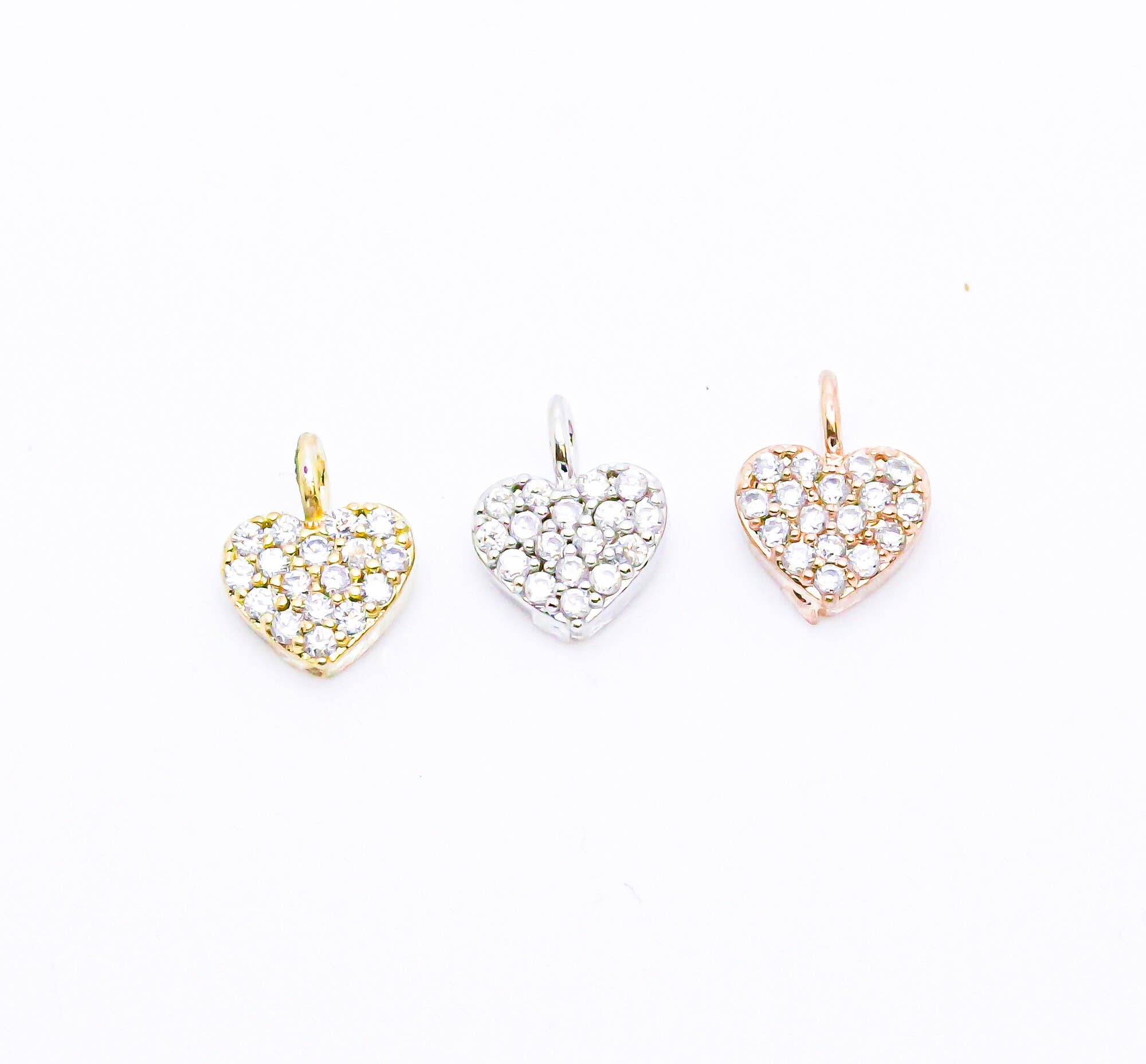 Jewel Pledge - Wholesale Individual Charm/Pendant - Gold/Silver/Rosegold CZ Heart Charm Token of Love CPG633