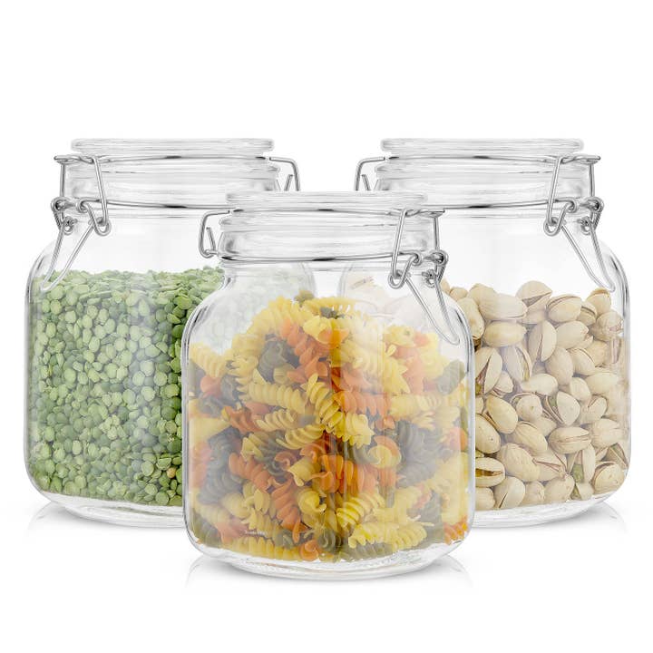 JoyJolt - Wholesale Food Storage Container - Glass Food Storage Jar with Airtight Clamp Lids - Set of 3