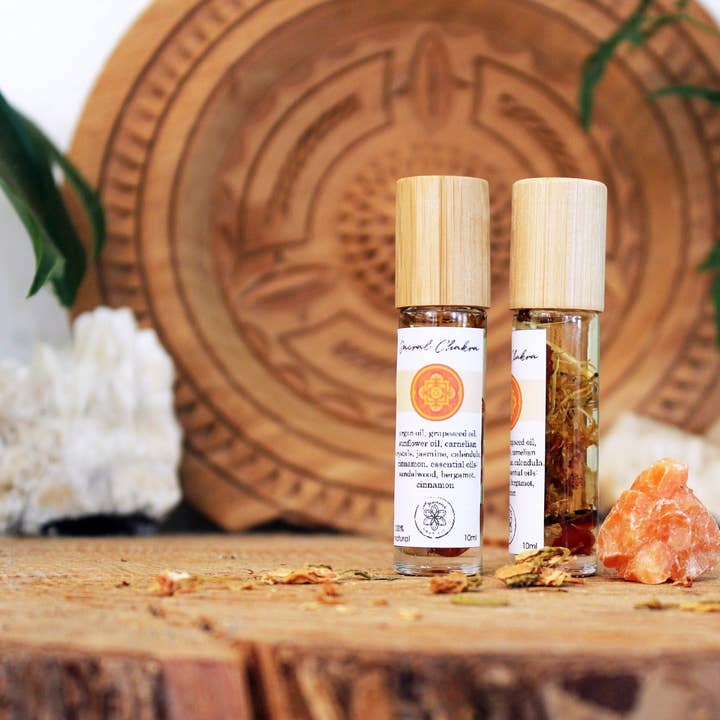 Sacral Chakra Healing Oil with Cinnamon, Sandalwood, Jasmine for wholesale by Ayamani Naturals