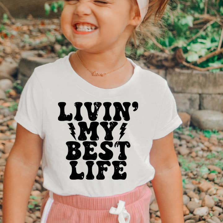 Livin’ My Best Life Kids Tee - Shirts for Kids for wholesale by The Countryside Cottage