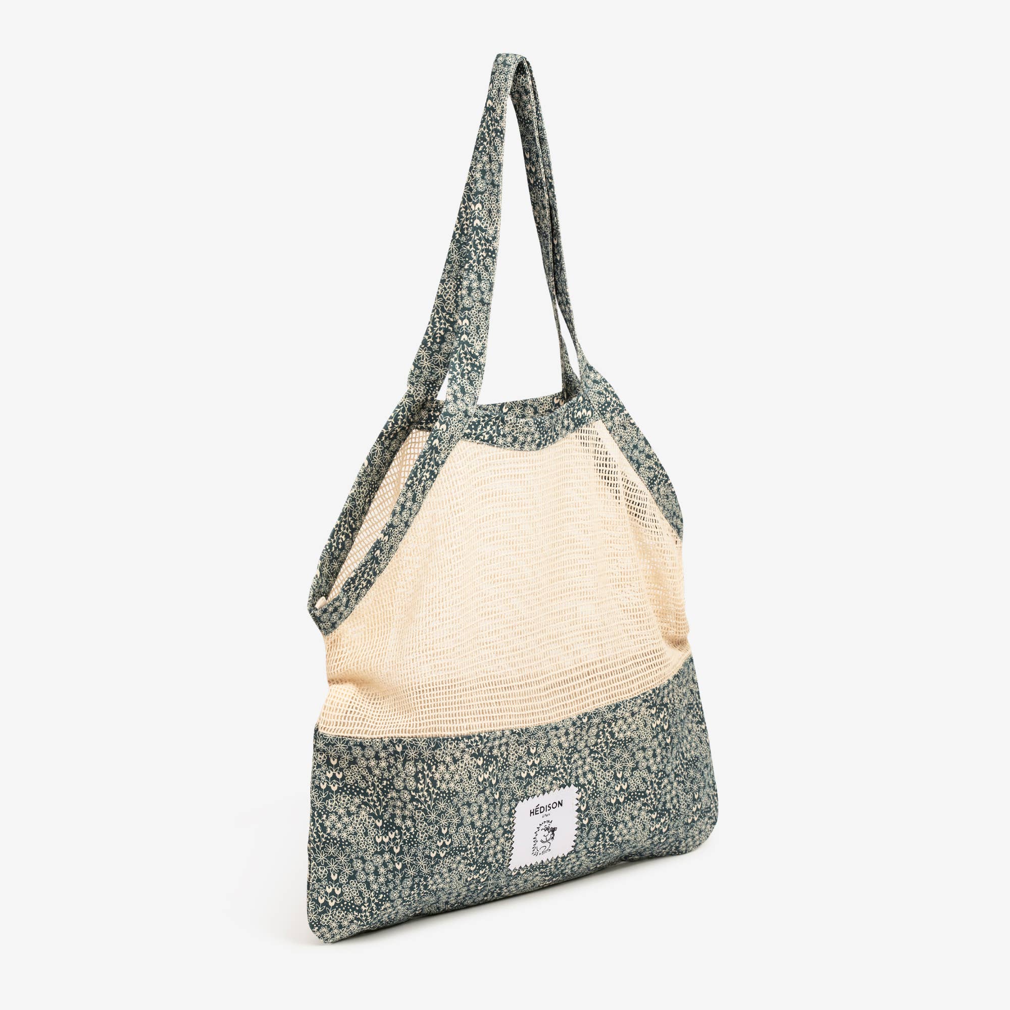 Hédison - Wholesale Tote Bag - Women's - Net bag - Charlie (flowers with green background)1