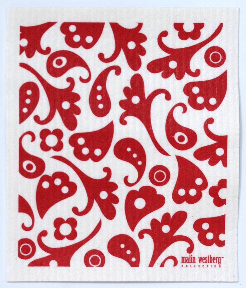 Trendy Tripper - Wholesale Dishcloth - PAISLEY BLACK or RED or OLIVE or BLUE Swedish Dishcloth1
