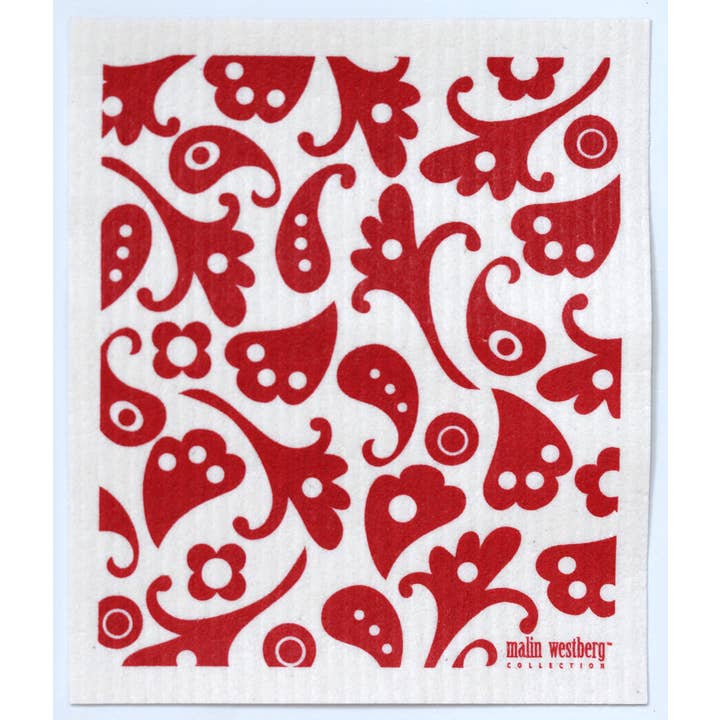 Trendy Tripper - Wholesale Dishcloth - PAISLEY BLACK or RED or OLIVE or BLUE Swedish Dishcloth1