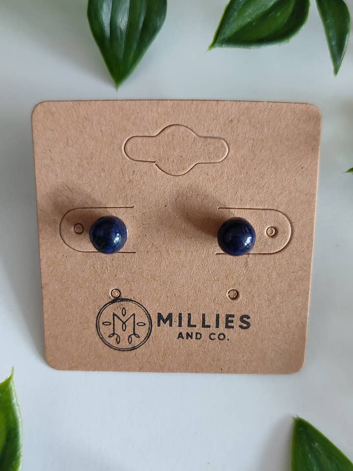 Lapis lazuli stud earrings for wholesale by Millies and co.