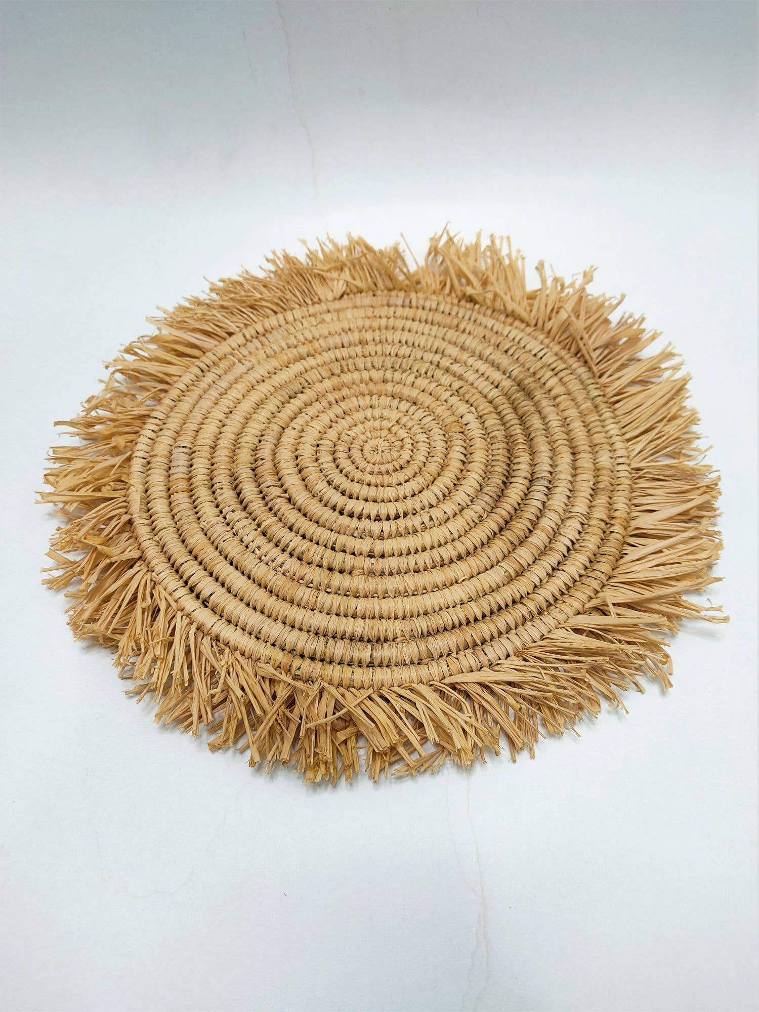 HandmadeBestSeller – wholesale Placemat – Round raffia table set with fringes Moroccan3