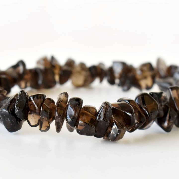 Soothing Crystals - Wholesale Beaded Bracelet - Smokey Quartz Chip Bracelet (Sense of Purpose & Purification1