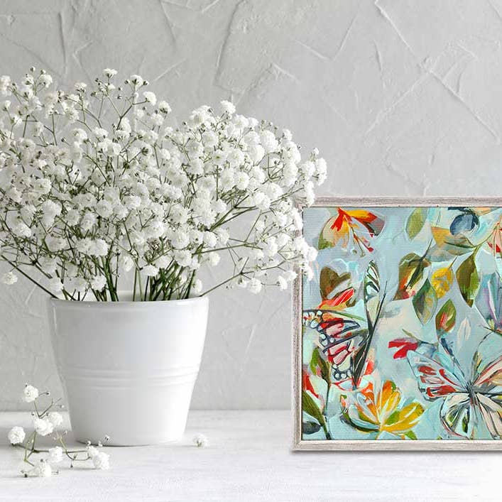 Blue Butterflies Mini Framed Canvas for wholesale by GreenBox Art