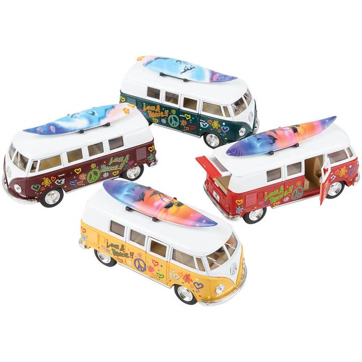 The Toy Network - Wholesale Toy Car/Truck - Kids - 5" Diecast VW Bus With Surfboard1