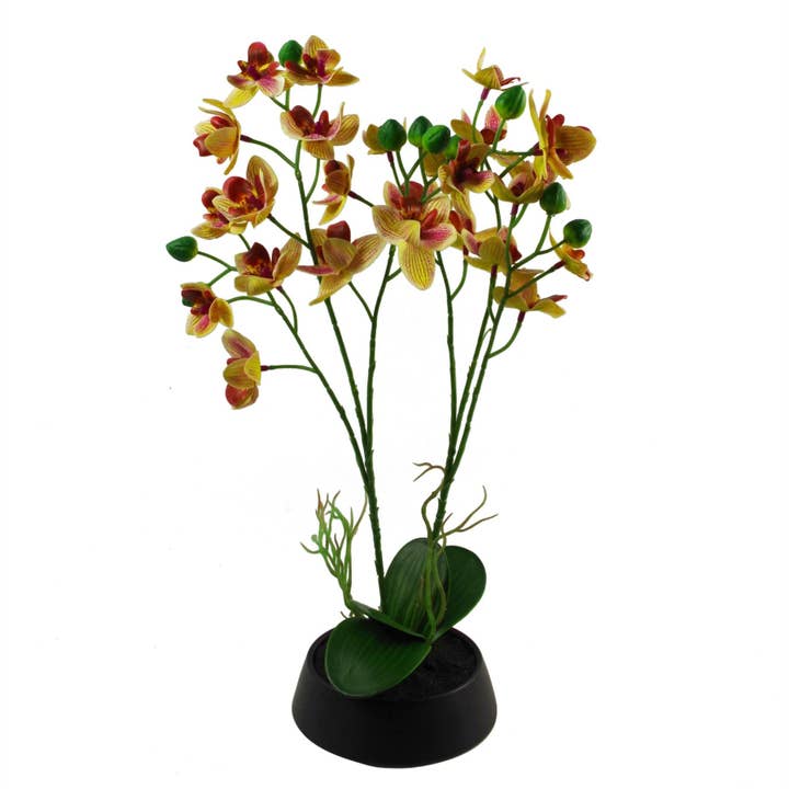 Artificial Orchid Yellow Pink Planter 43cm for wholesale by Leaf Design UK LTD