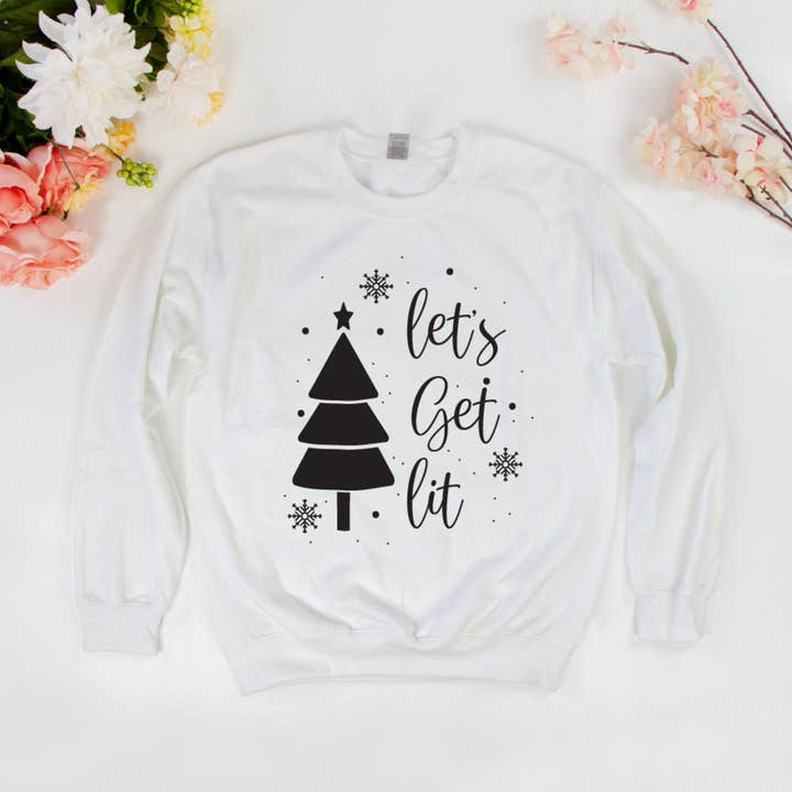 Sweat-shirt Let's Get Lit, pull Let's Get Lit, Noël pour la vente par GiftsbyPR