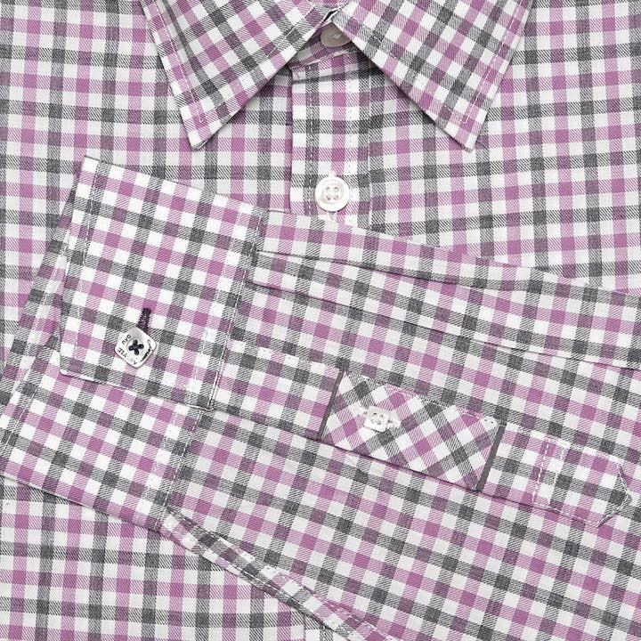 Jeremy Argyle - Vendita all'ingrosso Camicia button down - Uomo - Brickell viola e grigio a quadri