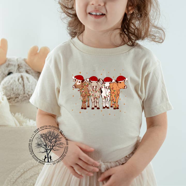 Holiday Cow Kids Tshirt for wholesale by Down South Clothing Co