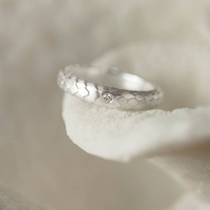 Lab-Grown Diamond Art Deco Silver Ring for wholesale by Claire Hill Designs