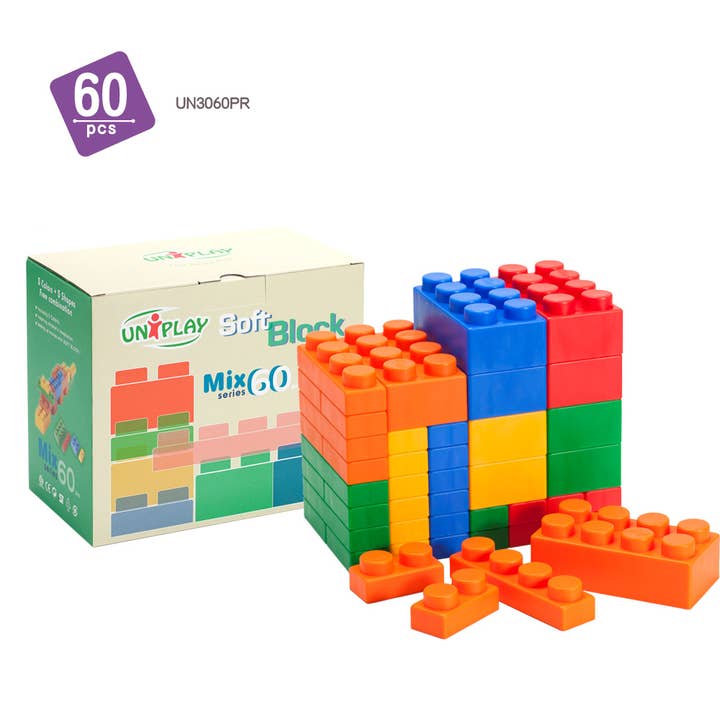UNiPLAY #UN3060PR MIX Jumbo Soft Building Blocks 60pcs for wholesale by UNiPLAY