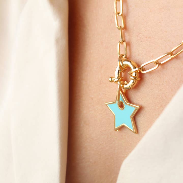 Creating Journey – wholesale Hänge-/berlockhalsband – Stjärna Halsband Guld, Klämma Kedja, Present till henne, Dainty En