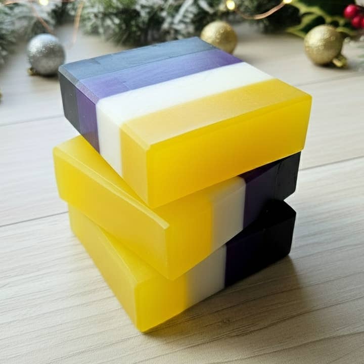 Nonbinary Pride Soap | LGBTQ+ Flag | Bergamot Sandalwood for wholesale by Pretty Soap Co.