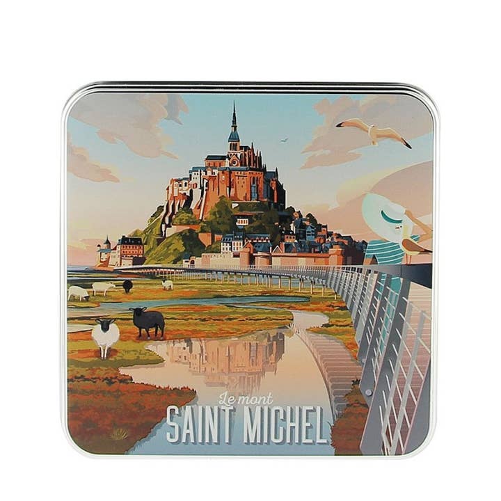Produits-Normandie - Vendita all'ingrosso Biscotti - Scatola in metallo Sablés Normans «Mont-Saint-Michel» 120g