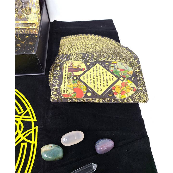 GREENROOTS USA LLC - Venta al por mayor Cartas del tarot - Juego de tarot Rider-Waite en caja de regalo con lámina de oro negro7
