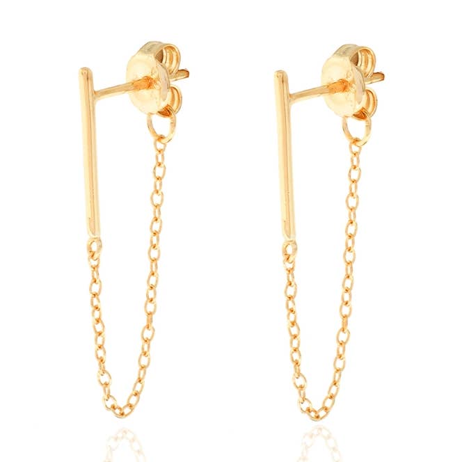 Long earrings/chain and stick hoop - 15 mm - plated for wholesale by Buganto