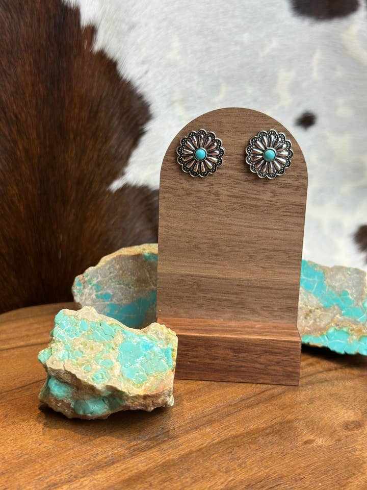 FAUX TURQUOISE EARRINGS for wholesale by High Ho Silversmithing