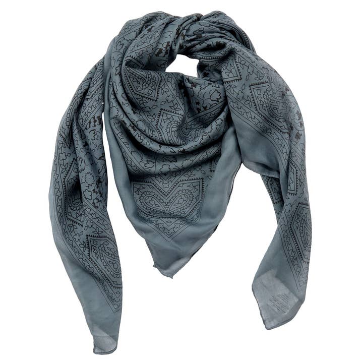 Bomullstyg Indiskt mönster 1 grå svart blommigt tyg för wholesale av Tribal Trade GmbH