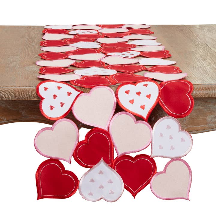 Fennco Styles - Wholesale Table Runner - Heart Cutwork 16"x72" Table Runner