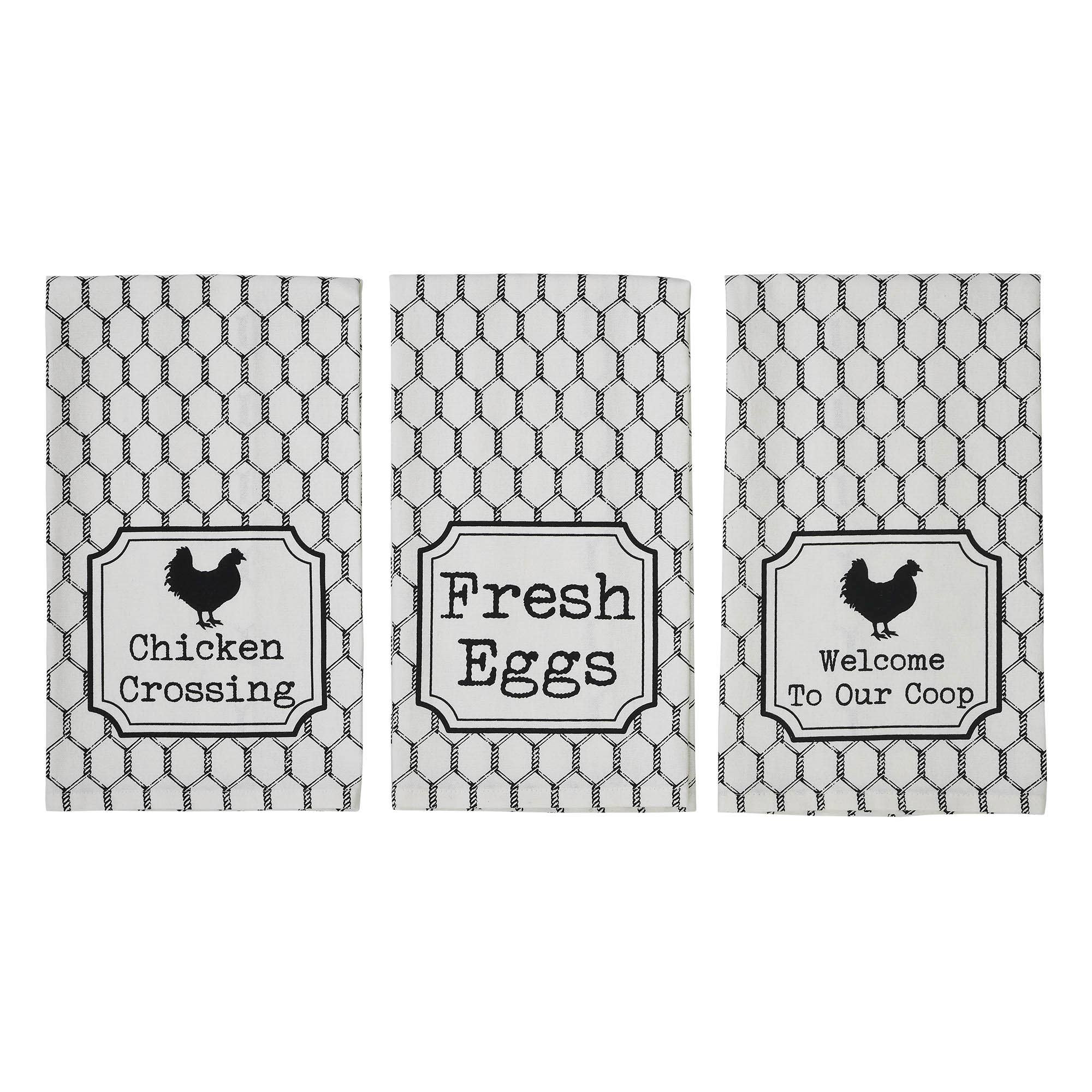 VHC Brands - Wholesale Tea Towel - Down Home Chicken Crossing Tea Towel Set of 3 19x283