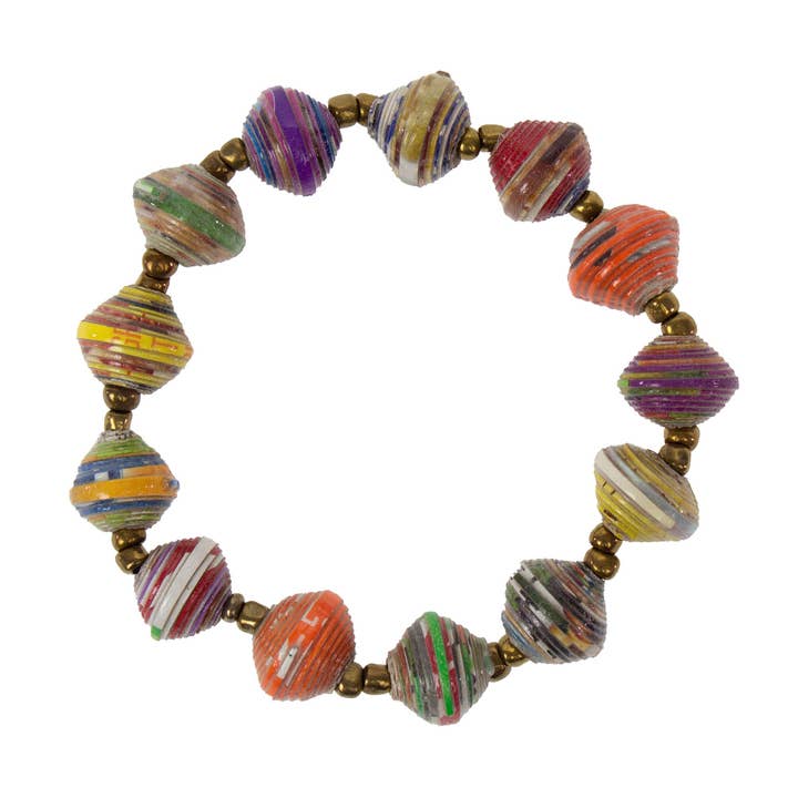 Brazalete de perlas de papel maché de Haití, paquete de 3 para venta al por mayor de Global Crafts