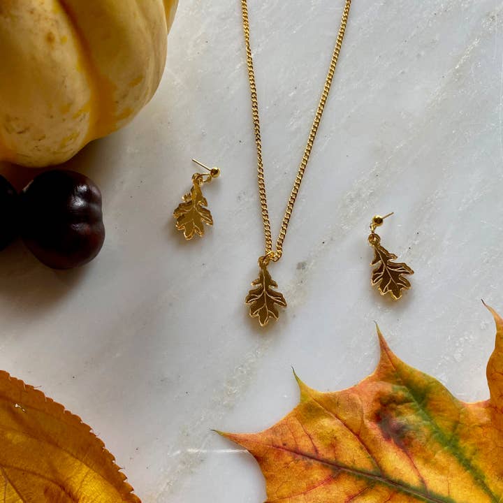 Autumn Oak Leaf Necklace for wholesale by Working Clasp