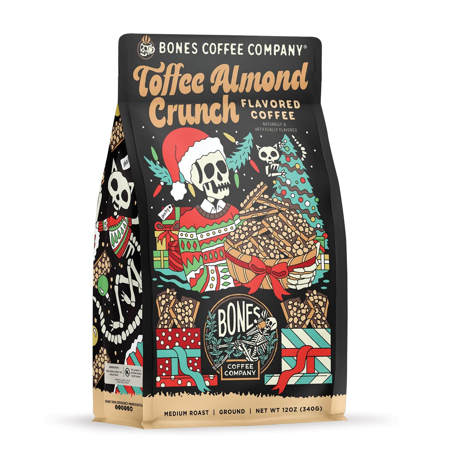 Bones Coffee Company - Wholesale Coffee Beans - Toffee Almond Christmas Coffee | 12oz |  Whole Bean & Ground5