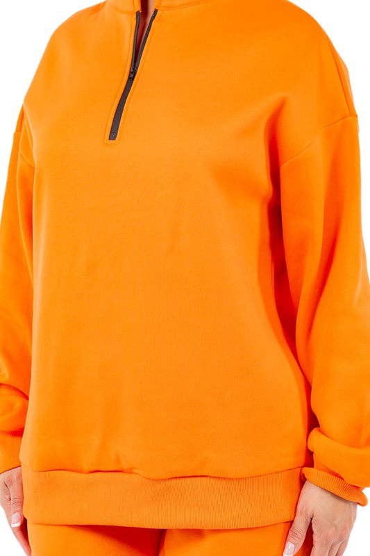 Orange WOMEN FASHION SWEATSHIRT AND SHORT SET for wholesale on Faire6
