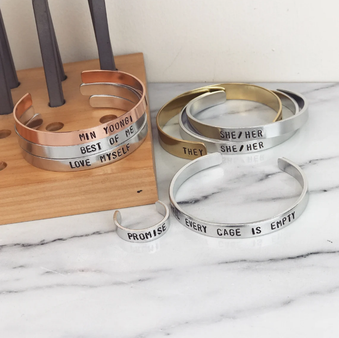 Black Tied - Wholesale Cuff Bracelet - Custom Cuff Bracelet |Stamped Personalized Quote Message6