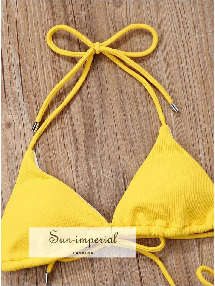 Sun Imperial - Wholesale Two-piece swimsuit – Women’s - Sun-Imperial Mint Green Ribbed Tie Side High Cut Halter4
