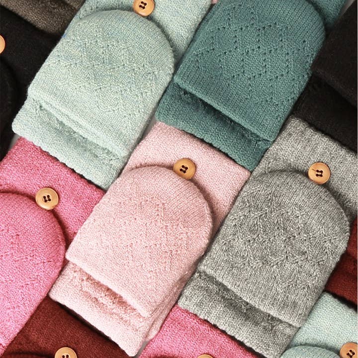 Solid Knit Convertible Fingerless Mittens Gloves for wholesale by Fashion City