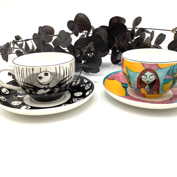 Nightmare Before Christmas Jack and Sally Teacups and Saucer for wholesale by All Little Cute Things