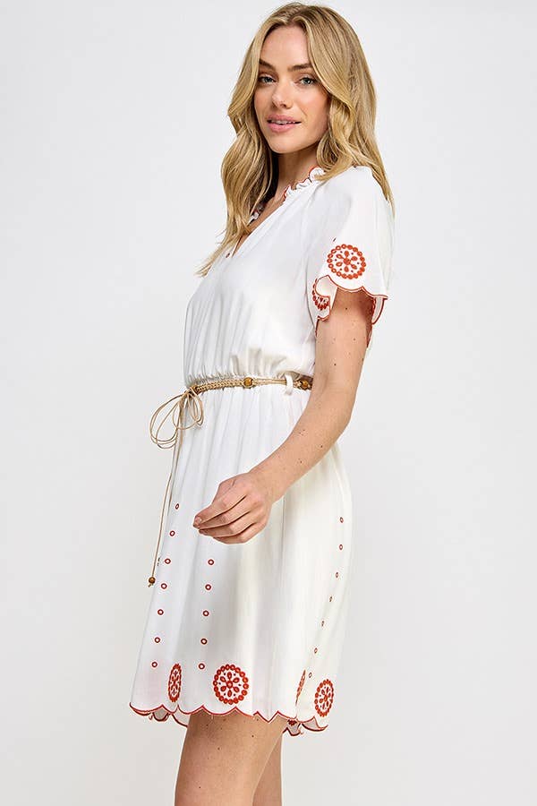 RUBIENN - Vente Robe – femme - Robe en broderie anglaise unie2